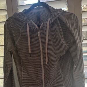 Charcoal Striped Women's Zip-Up Hoodie